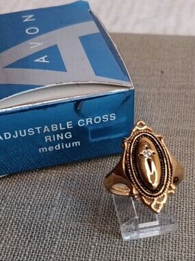 Avon Adjustable Cross Ring Size Medium In Original Box 2005
